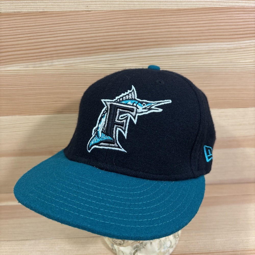 Vintage Florida Marlins New Era 59FIFTY Fitted Hat 7 1/4 Teal BILL 50% Wool